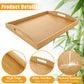 Rectangular Bamboo Tray Household Tea Serving Plate Kitchen Snack Dish Organizer - 38x26x3cm