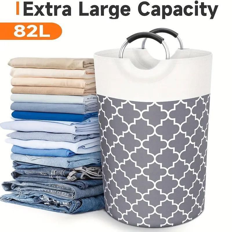 82L Large Capacity Laundry Basket for Dirty Clothes Toy Storage and Organizing - Grey