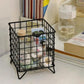 Large Wrought Iron Storage Basket Desktop Organizer Box for Dormitory Cosmetics - Silver