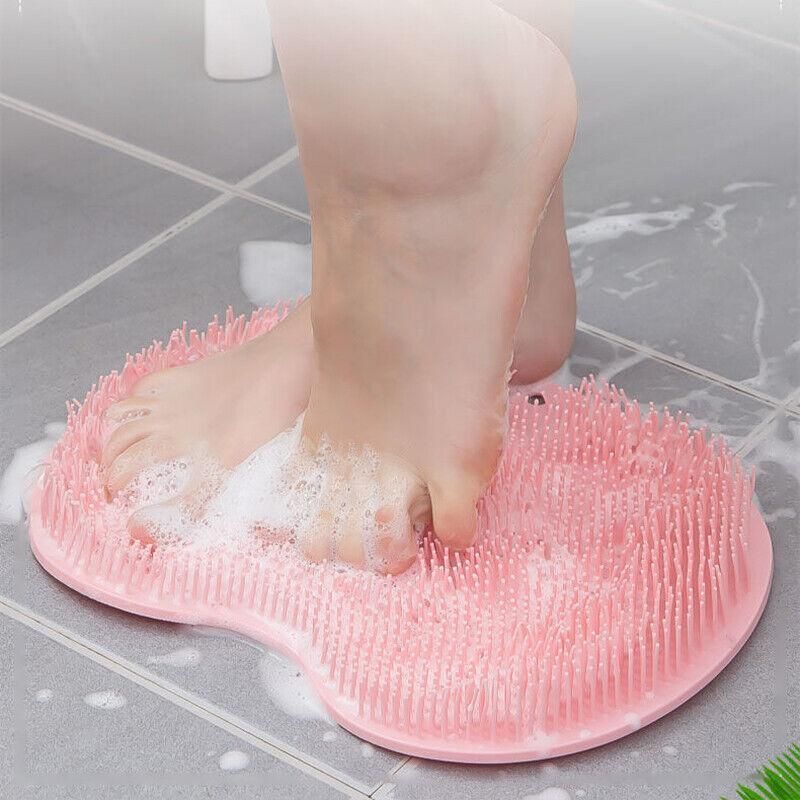 Foot Back Body Scrubber Massager Pad Shower Bath Exfoliating Brush Cleaning Mat - Dark Grey