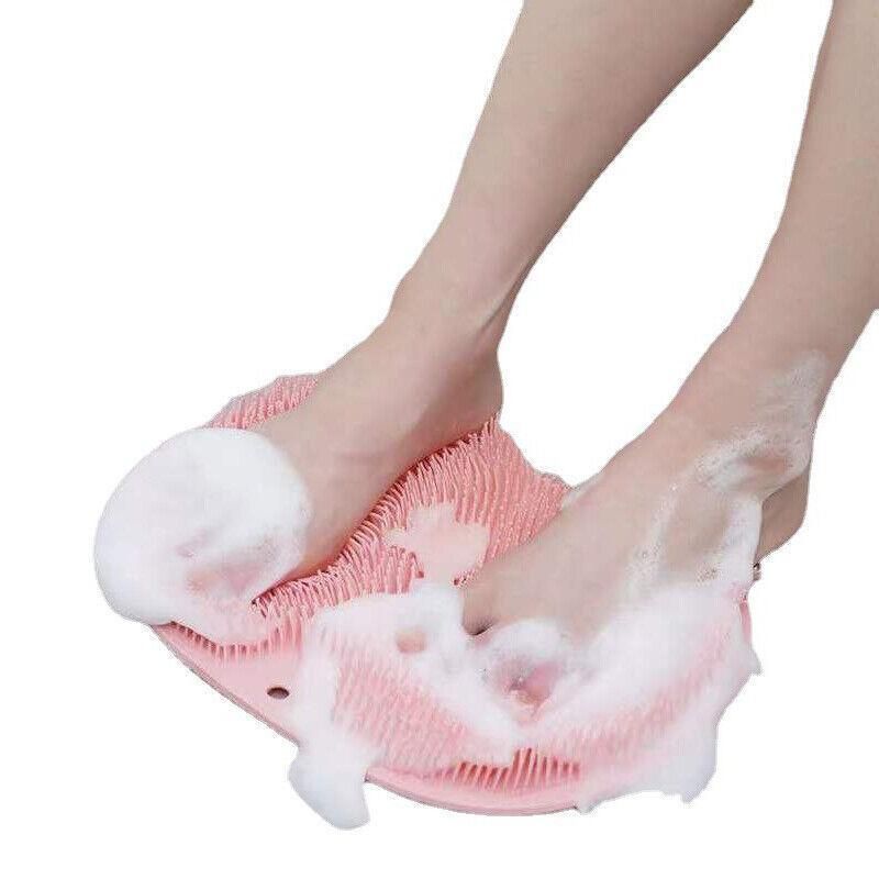 Foot Back Body Scrubber Massager Pad Shower Bath Exfoliating Brush Cleaning Mat - Dark Grey