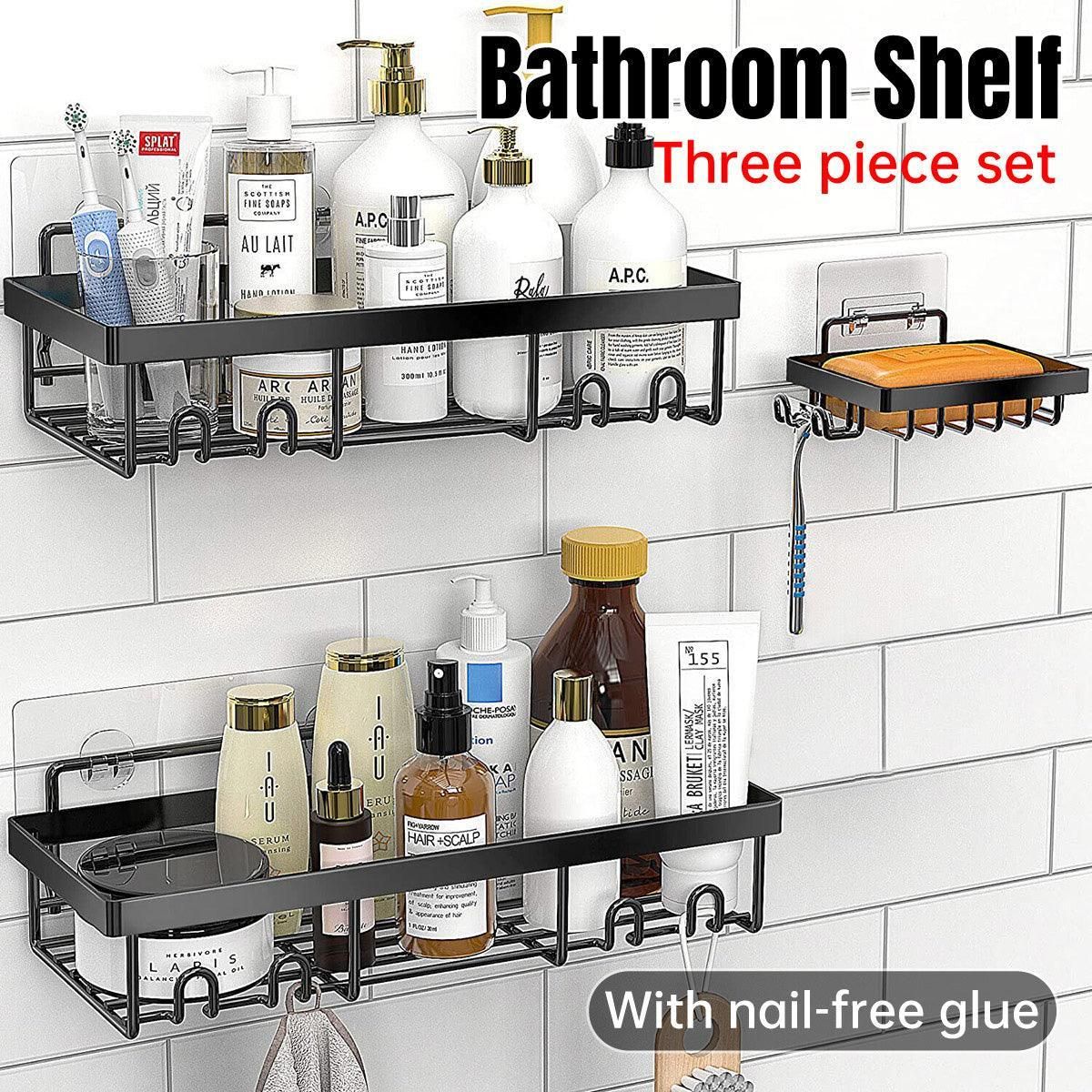 Perforation Free Bathroom Shelf Space Saving Storage Rack Organiser for Home Use