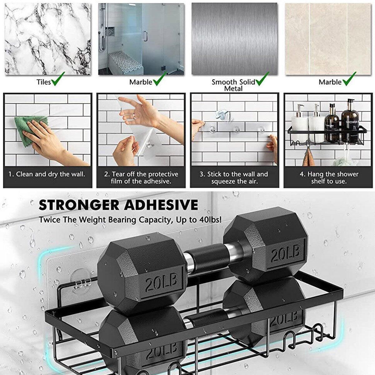 Perforation Free Bathroom Shelf Space Saving Storage Rack Organiser for Home Use