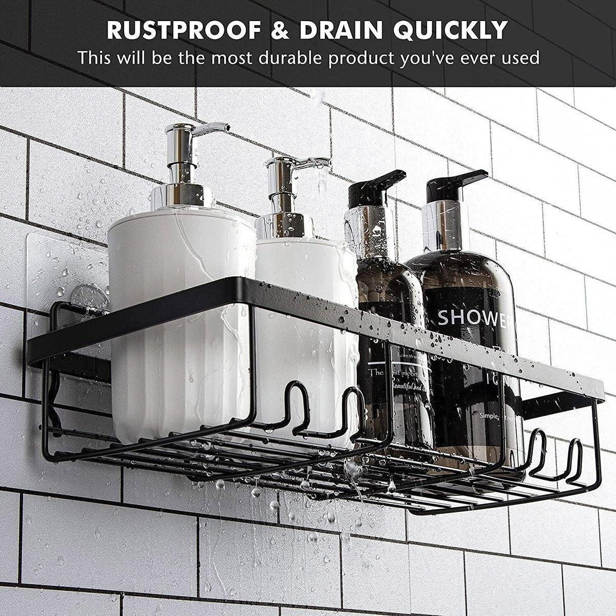 Perforation Free Bathroom Shelf Space Saving Storage Rack Organiser for Home Use