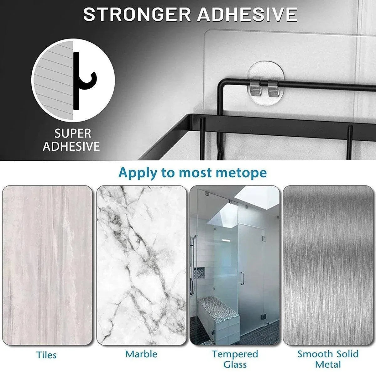 Perforation Free Bathroom Shelf Space Saving Storage Rack Organiser for Home Use