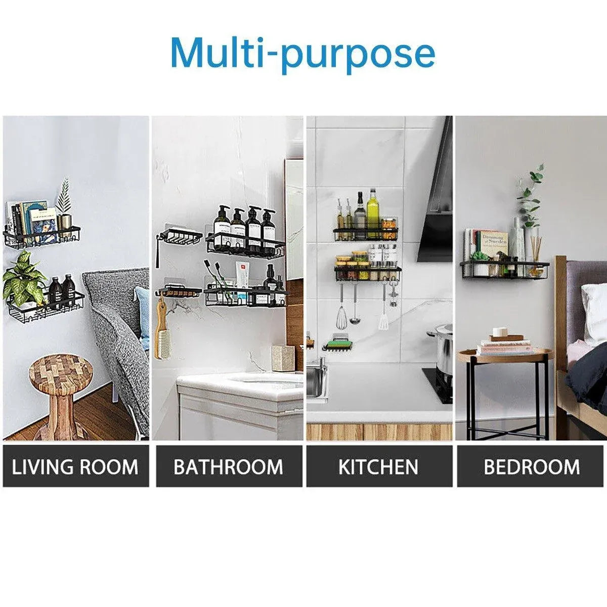 Perforation Free Bathroom Shelf Space Saving Storage Rack Organiser for Home Use