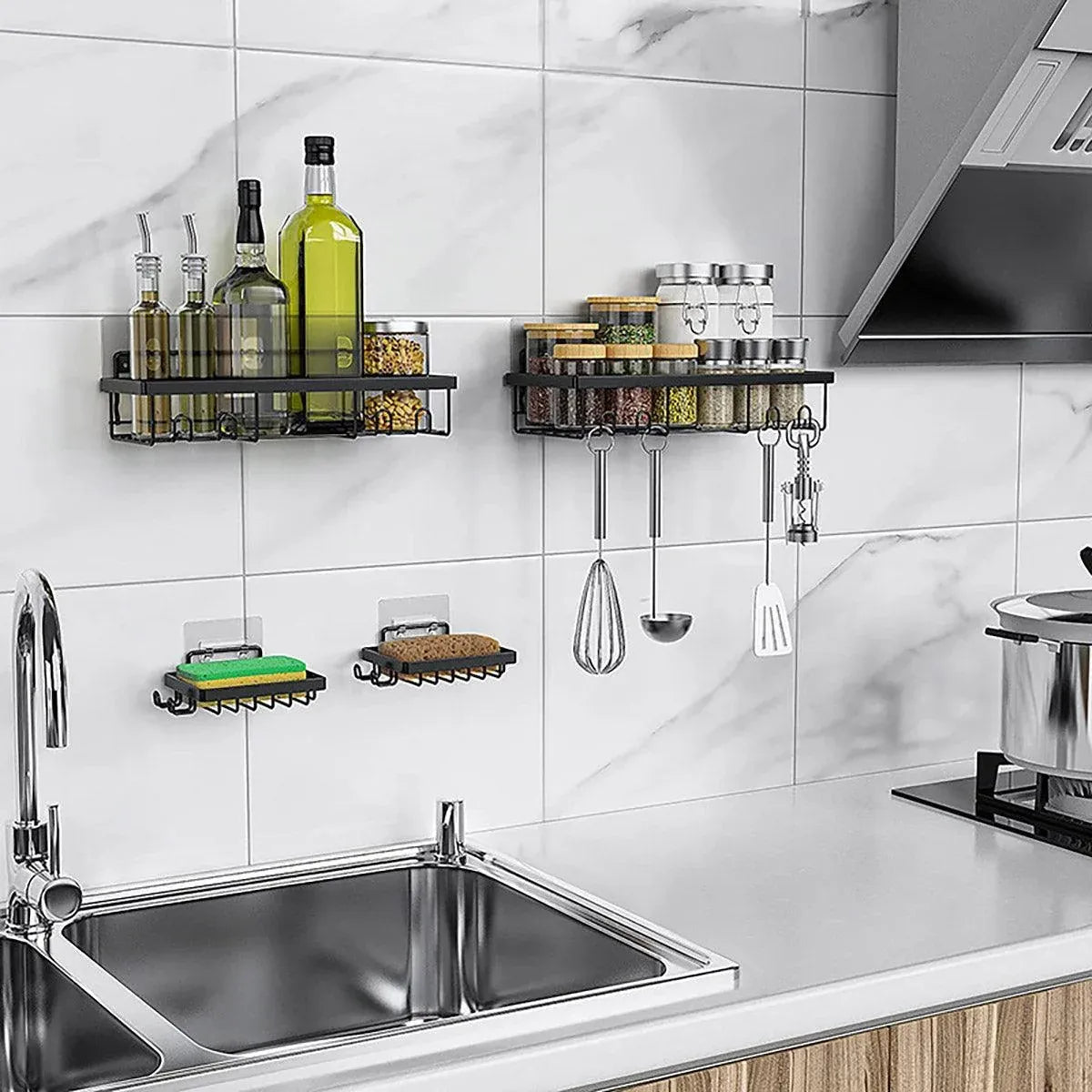 Perforation Free Bathroom Shelf Space Saving Storage Rack Organiser for Home Use