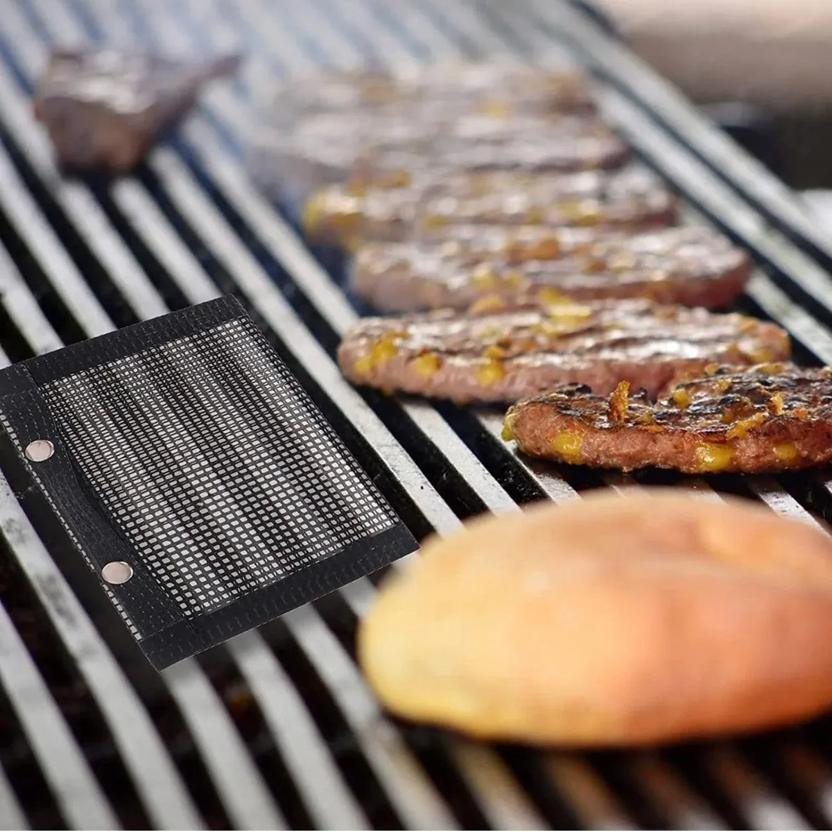 BBQ Mesh Grill Bag 27x22cm Non Stick Reusable Barbecue Grilling Basket Net - Copper