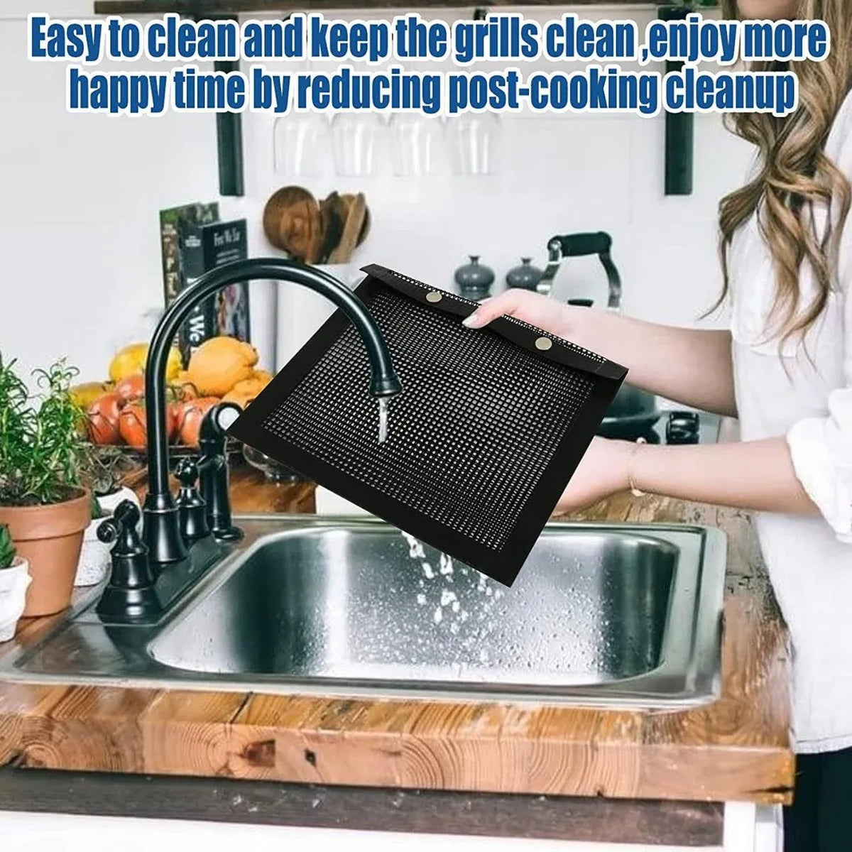 BBQ Mesh Grill Bag 27x22cm Non Stick Reusable Barbecue Grilling Basket Net - Copper