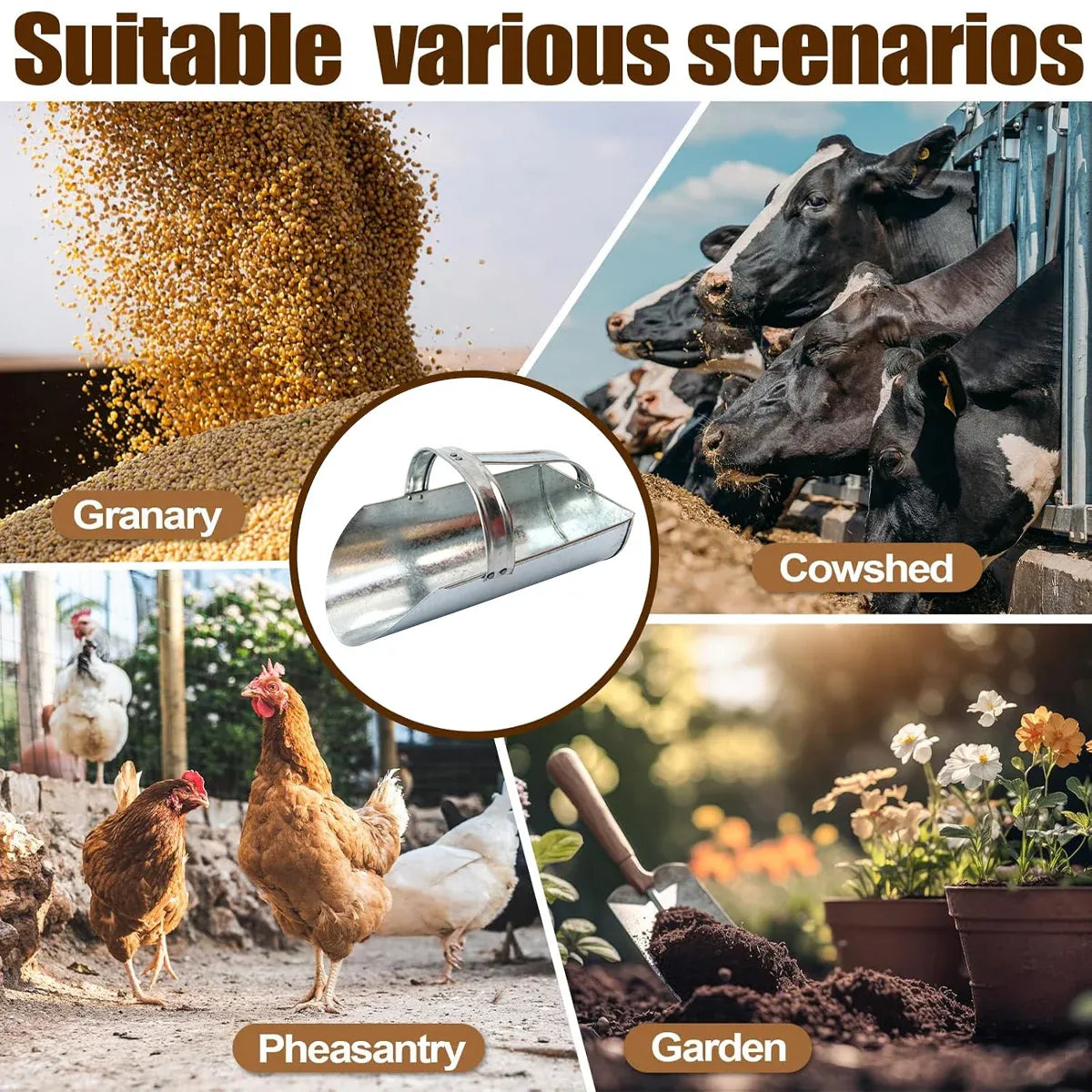 Multi Functional Iron Shovel Feed Grain Spoon Shovel Farm Tool for Agriculture