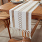 Cotton Linen Table Runner with Knot Tassel Bed End Towel Long Tablecloth Mat - Black