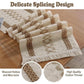 Cotton Linen Table Runner with Knot Tassel Bed End Towel Long Tablecloth Mat - Light brown