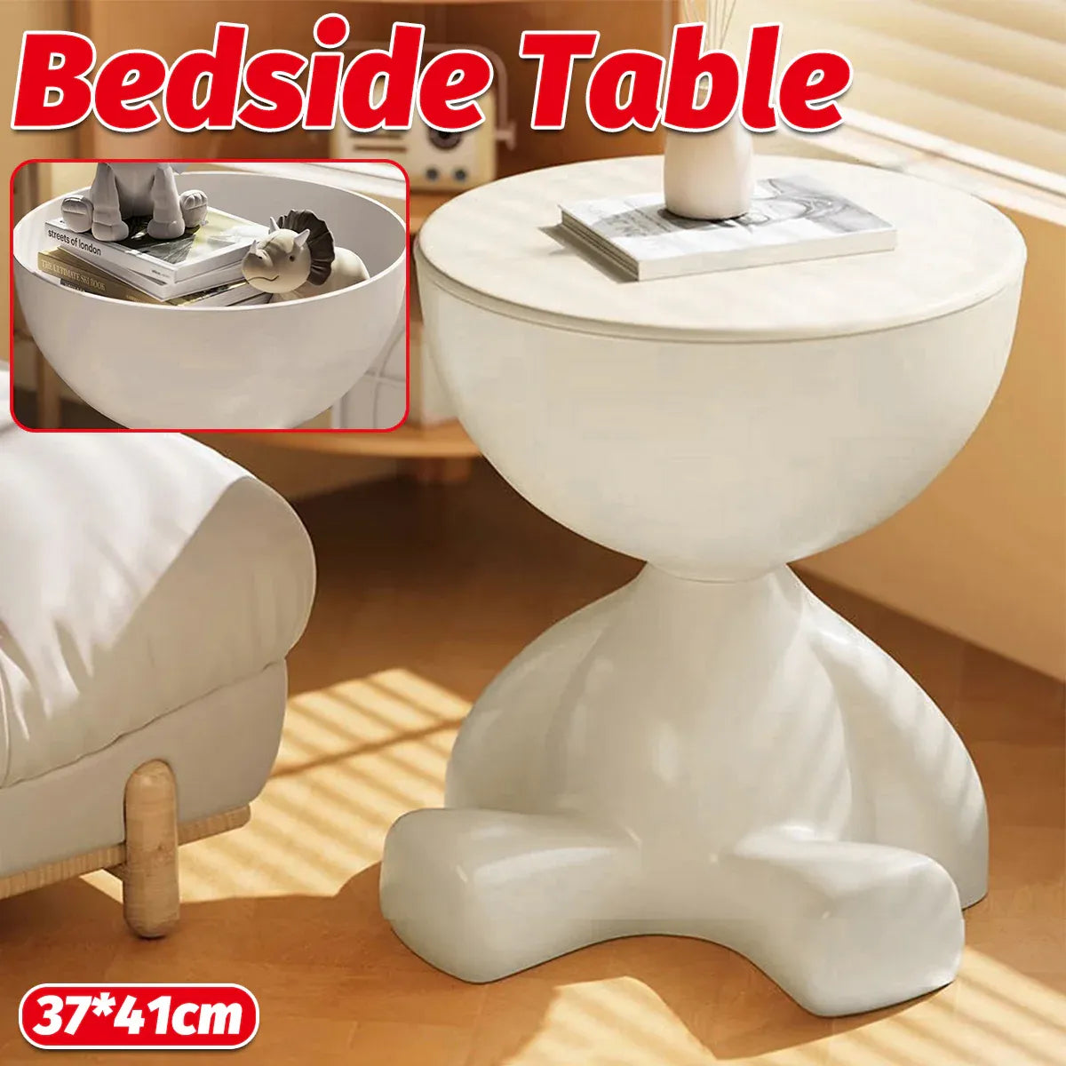 Plastic Bedside Table Sofa End Table Storage Rack Movable Coffee Table Mini Bear