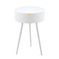 Modern Round Bedside Table with Storage White Small Coffee Side Table 40cm