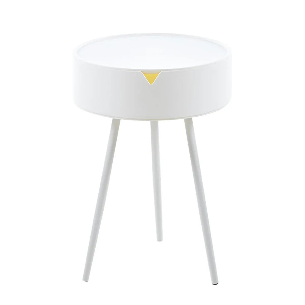 Modern Round Bedside Table with Storage White Small Coffee Side Table 40cm