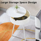 Modern Round Bedside Table with Storage White Small Coffee Side Table 40cm