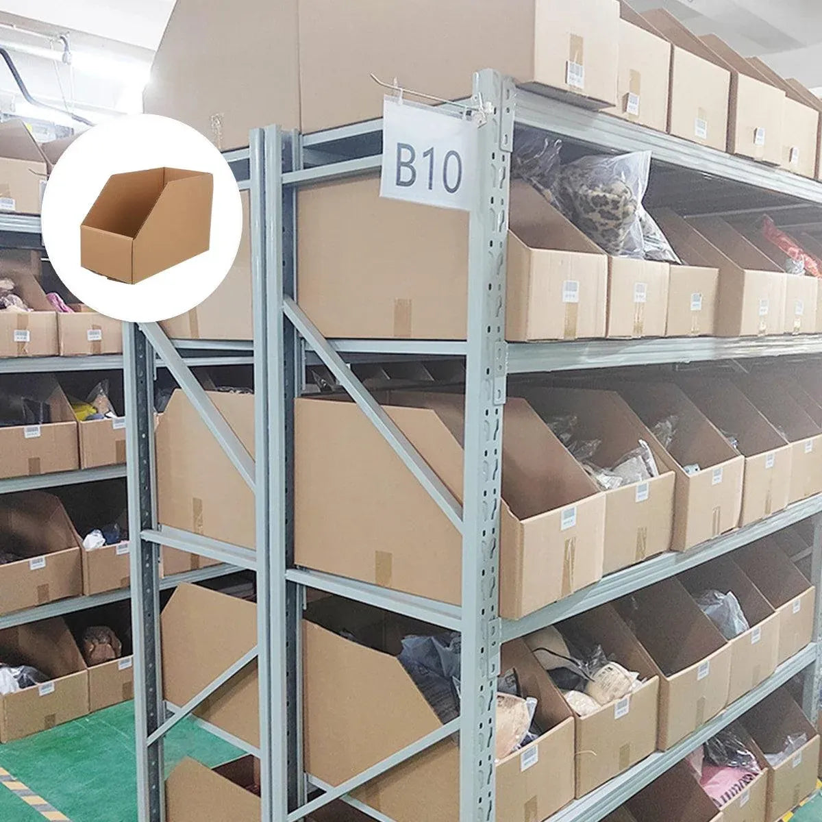 10pcs Slanted Display Boxes for Sorting Organising Storage Containers Organiser - 40cm x 18cm x 22cm