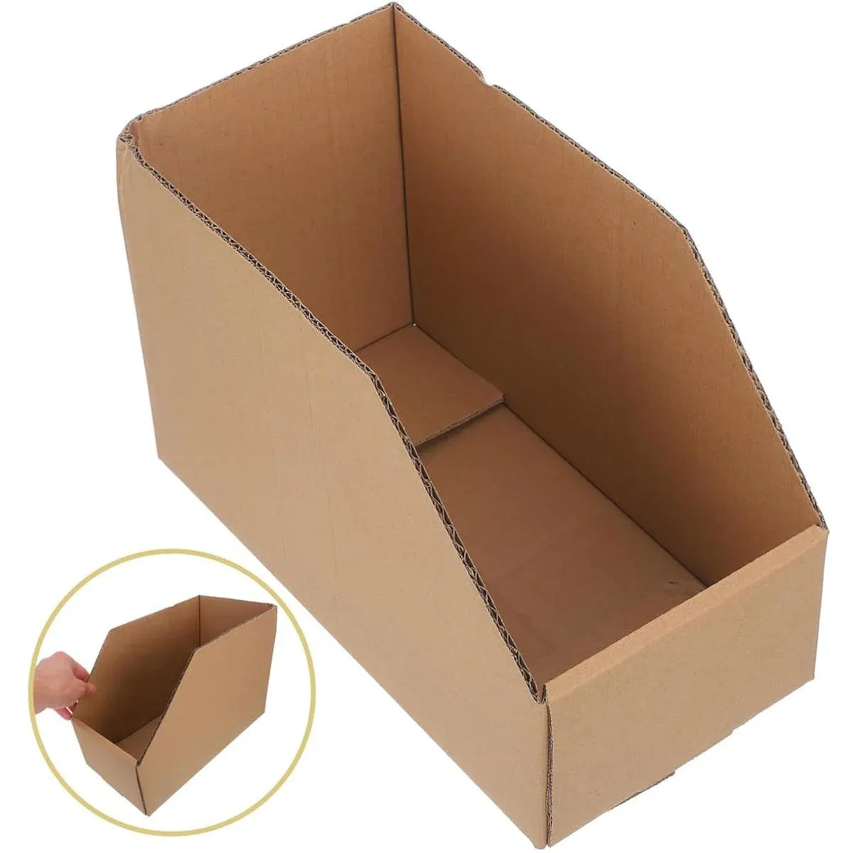 10pcs Slanted Display Boxes for Sorting Organising Storage Containers Organiser - 40cm x 18cm x 22cm