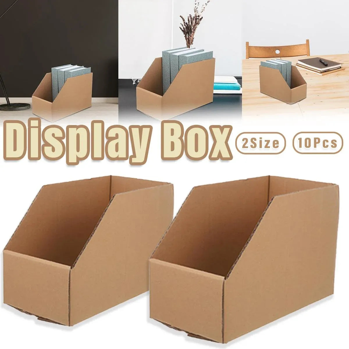 10pcs Slanted Display Boxes for Sorting Organising Storage Containers Organiser - 40cm x 18cm x 22cm