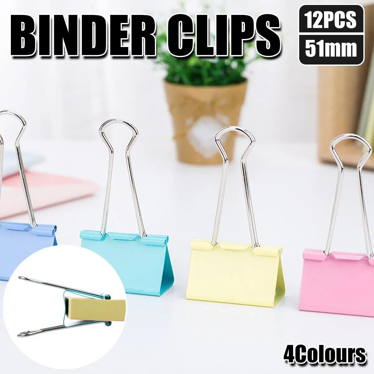 12pcs Colour Long Tail Clips for Office Student Document Metal Receipt Ticket