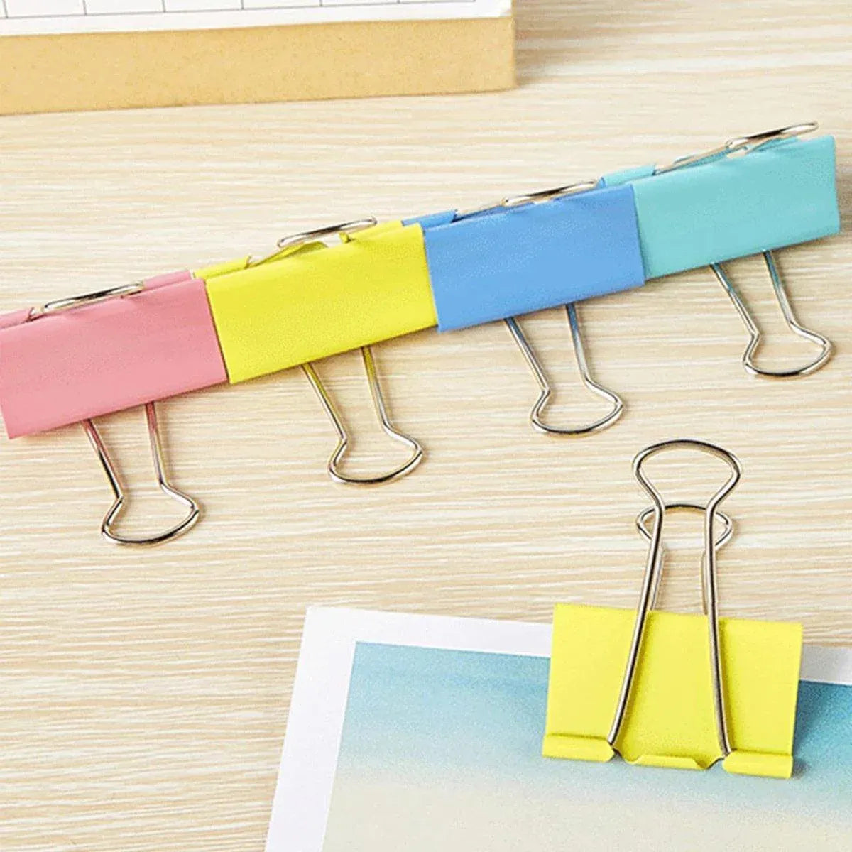 12pcs Colour Long Tail Clips for Office Student Document Metal Receipt Ticket