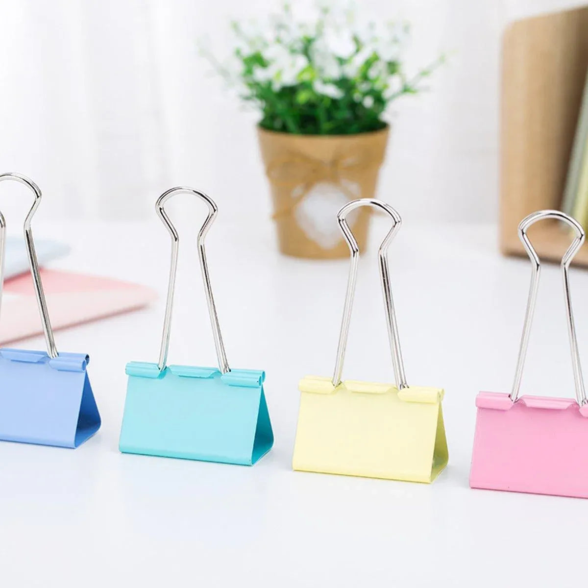 12pcs Colour Long Tail Clips for Office Student Document Metal Receipt Ticket