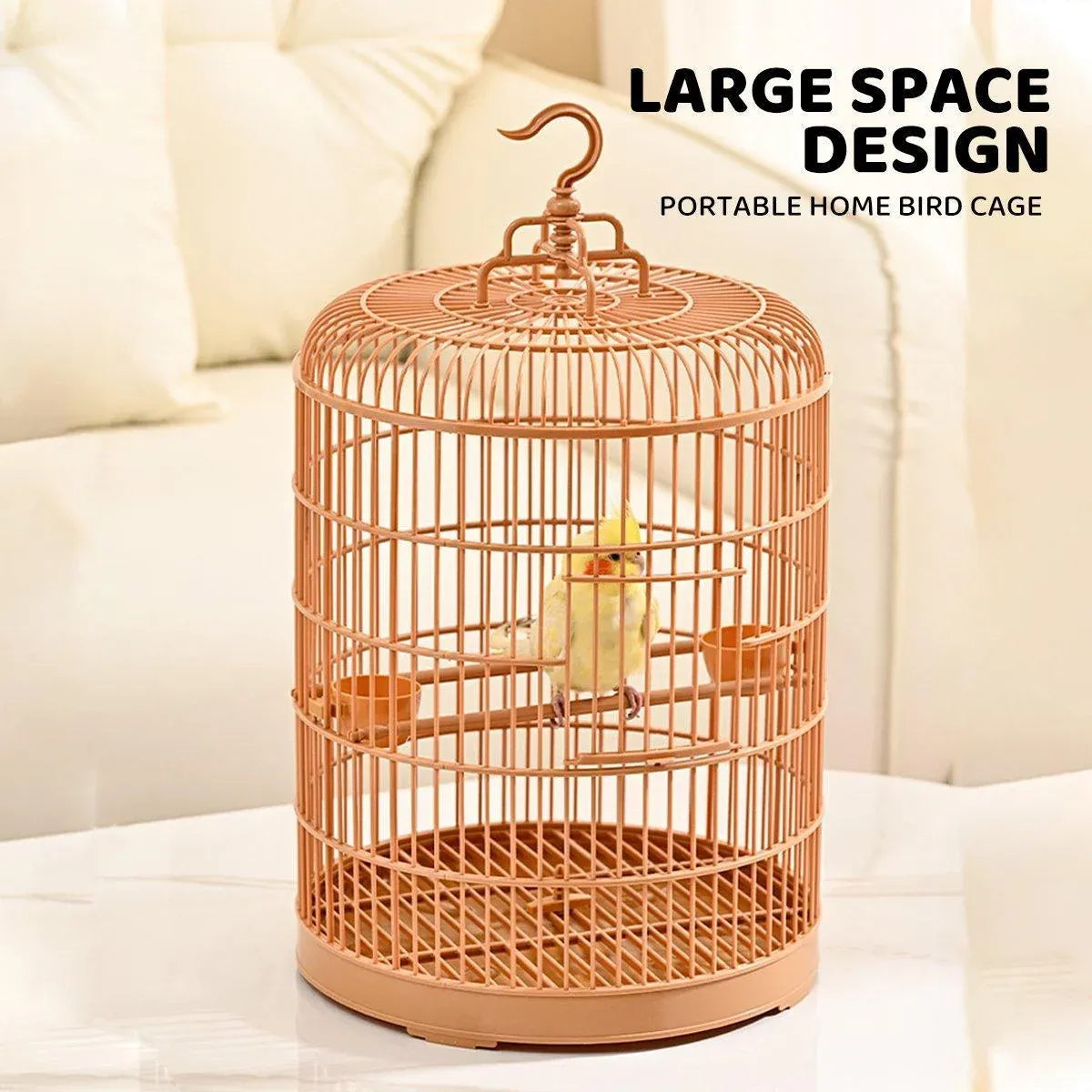 Luxury Portable Bird Cage Round Design Travel Pet Carrier for Small Birds