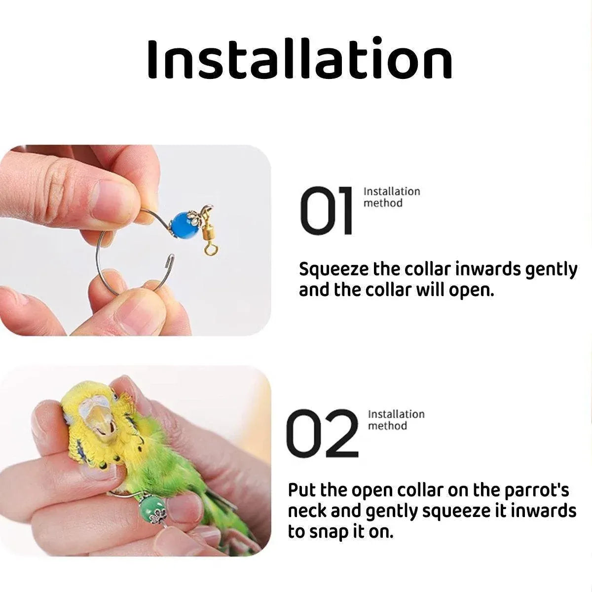 Parrot Neck Collar Stainless Steel Bird Chain Training Adjustable Bird Leash - S-Diameter 1.6cm