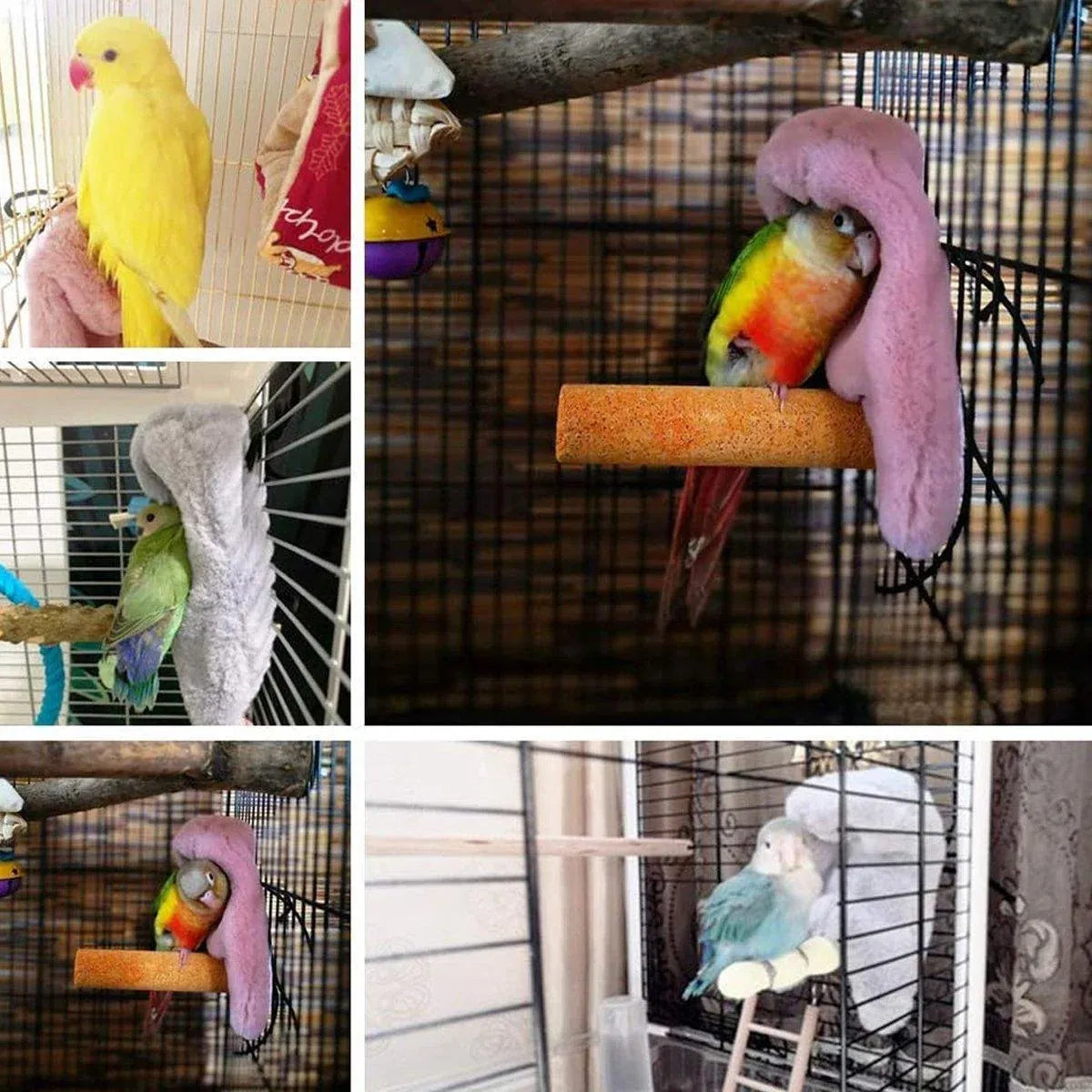 Cozy Bird Blanket Shawl Parrot Snuggle Cabin Plush Hanging Cotton Nest Bedding - Purple-S Size