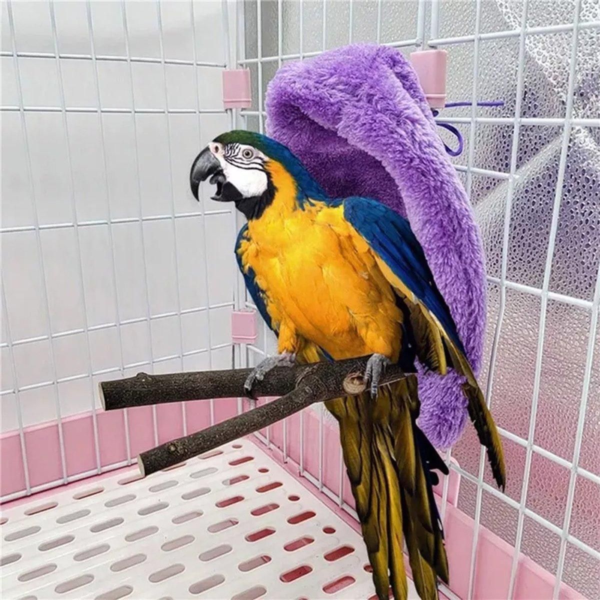 Cozy Bird Blanket Shawl Parrot Snuggle Cabin Plush Hanging Cotton Nest Bedding - Purple-S Size