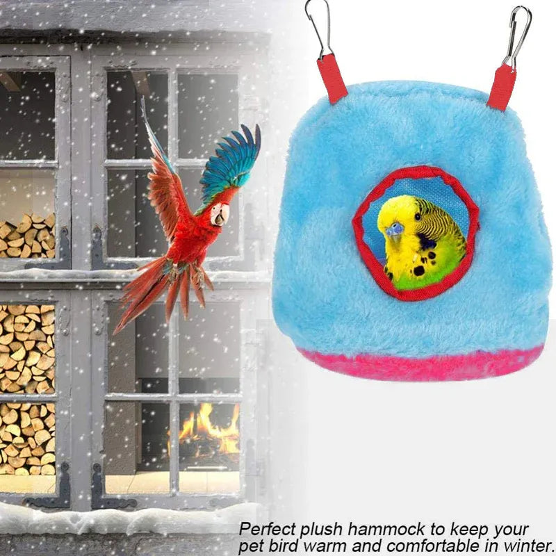 Plush Hanging Bird Nest Bed Cage Hammock for Parrots and Small Birds - M