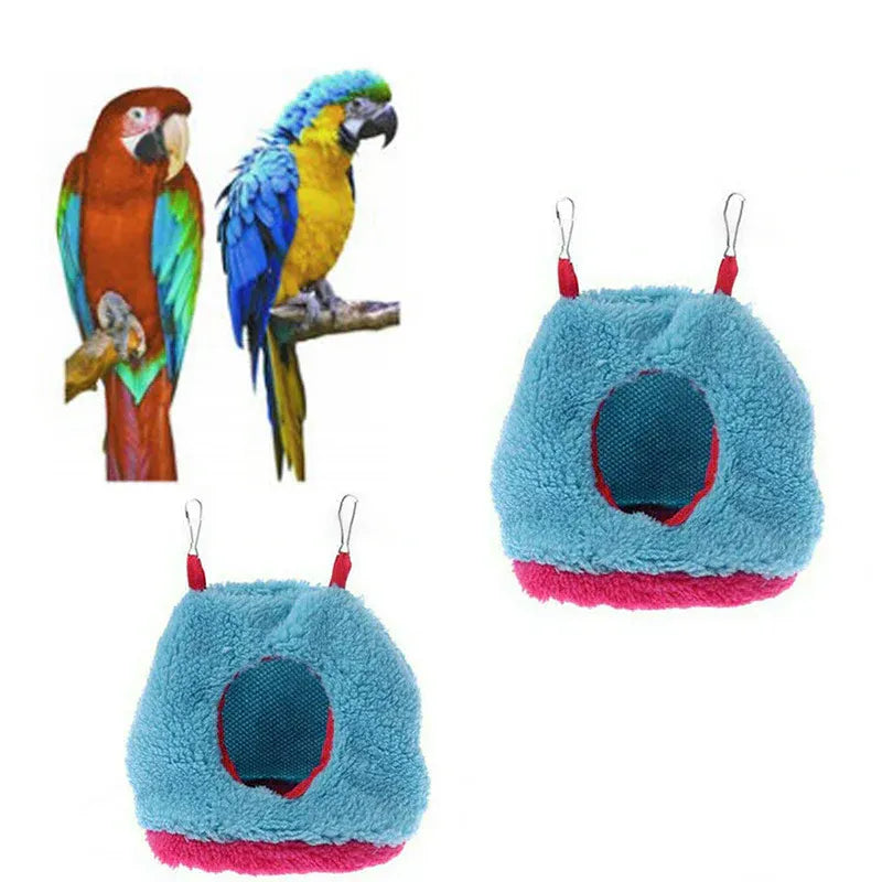 Plush Hanging Bird Nest Bed Cage Hammock for Parrots and Small Birds - M