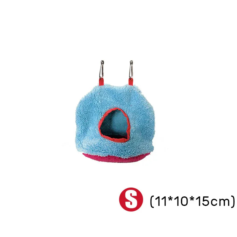 Plush Hanging Bird Nest Bed Cage Hammock for Parrots and Small Birds - M