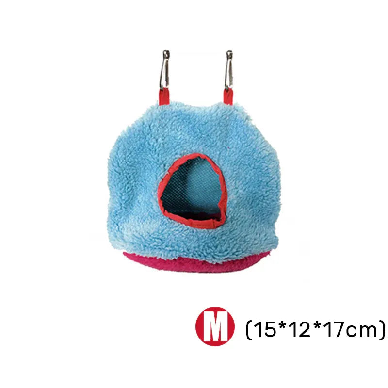 Plush Hanging Bird Nest Bed Cage Hammock for Parrots and Small Birds - M