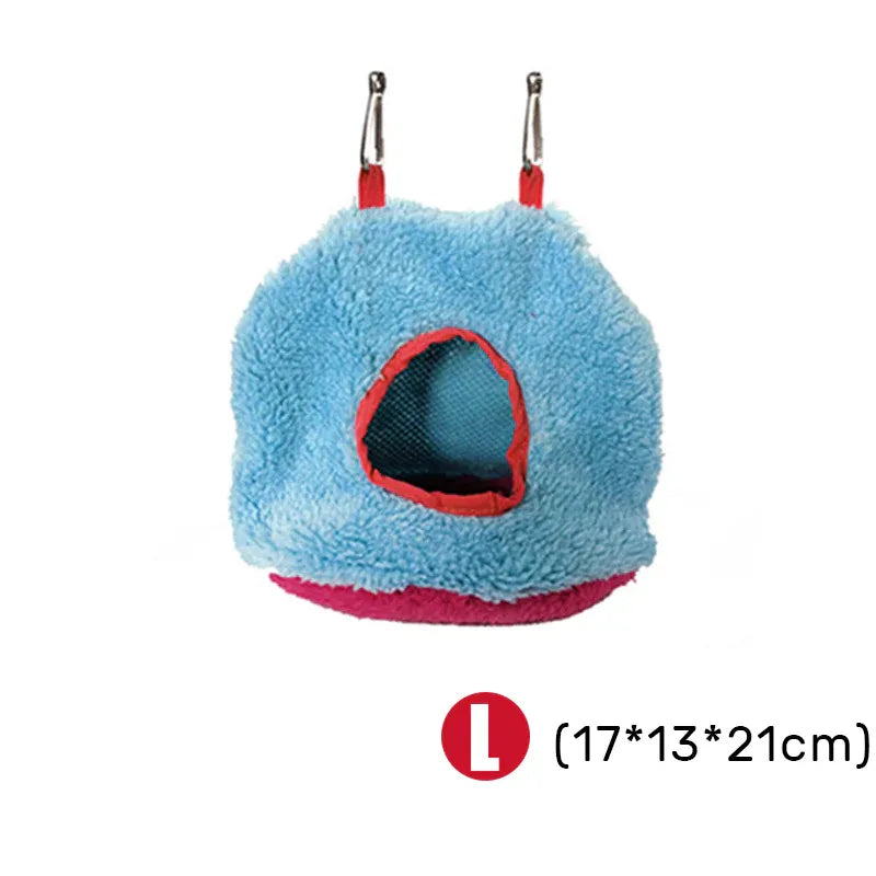 Plush Hanging Bird Nest Bed Cage Hammock for Parrots and Small Birds - M