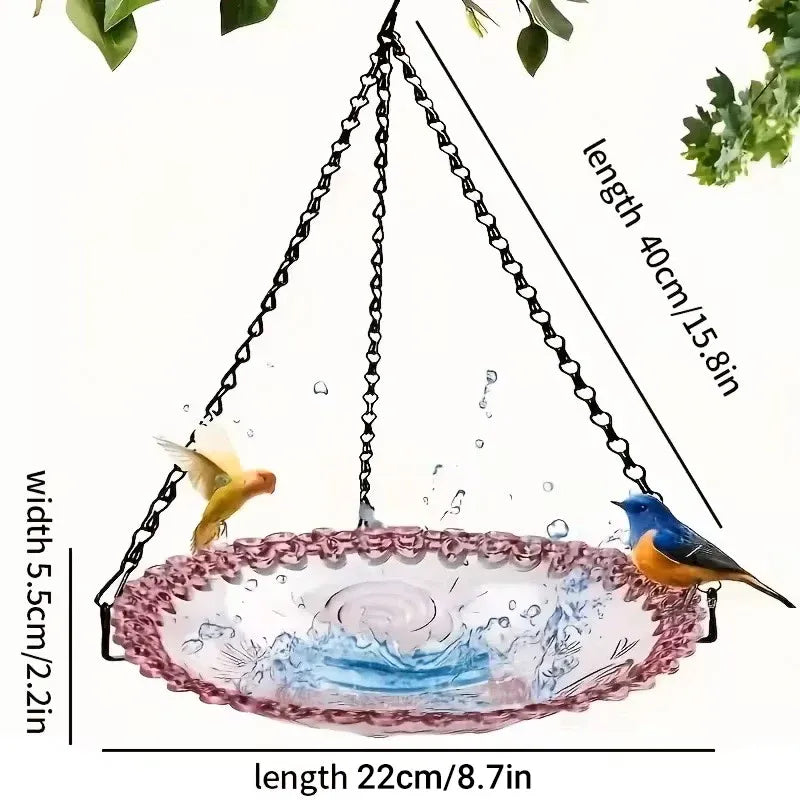 Balcony Bird Feeder Hanging Rail Mount Outdoor Suspended Feeding Station Garden - Blue
