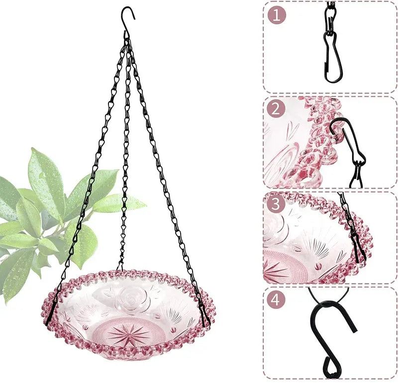 Balcony Bird Feeder Hanging Rail Mount Outdoor Suspended Feeding Station Garden - Blue