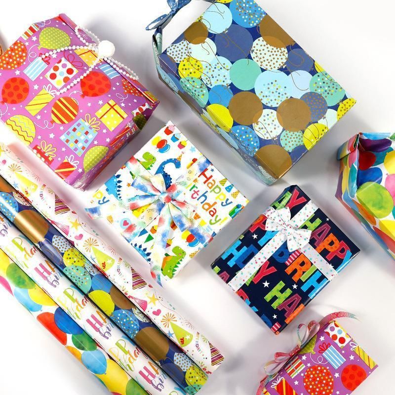 3 Pack Colorful Celebration with Premium Present Wrapping Paper - QQLW
