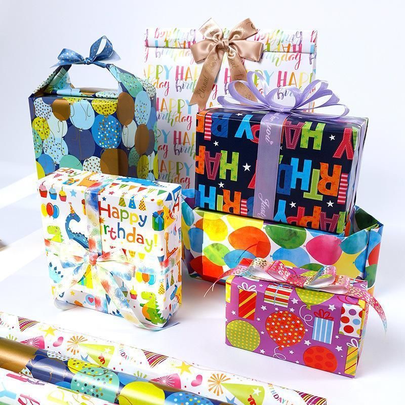 3 Pack Colorful Celebration with Premium Present Wrapping Paper - QQLW