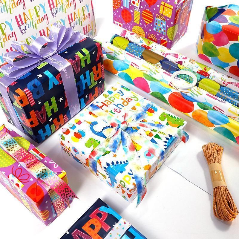 3 Pack Colorful Celebration with Premium Present Wrapping Paper - QQLW