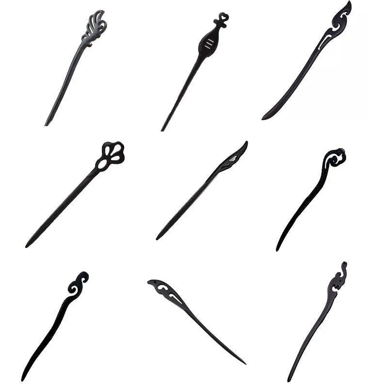 Retro Wooden Carved Hair Sticks Women Hairpin Barrette Chopsticks Accessories - A