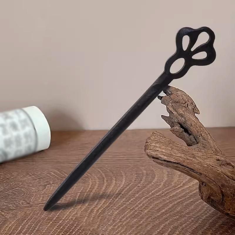 Retro Wooden Carved Hair Sticks Women Hairpin Barrette Chopsticks Accessories - A