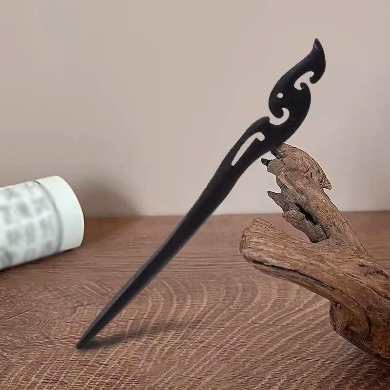 Retro Wooden Carved Hair Sticks Women Hairpin Barrette Chopsticks Accessories - A