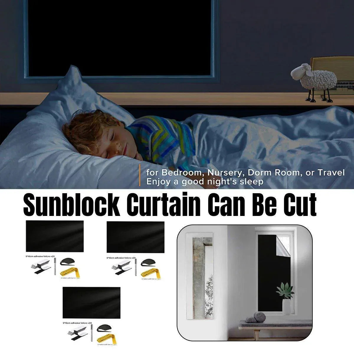 Portable Blackout Curtains for Sunscreen Window Shades Light Blocking Drapes - 3m x 1.45m