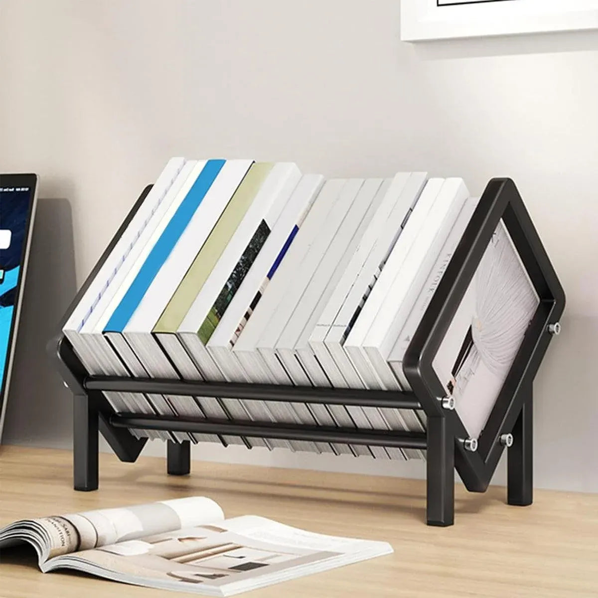 Simple Desktop Stainless Steel Bookcase Storage Organizer Shelf for Office
