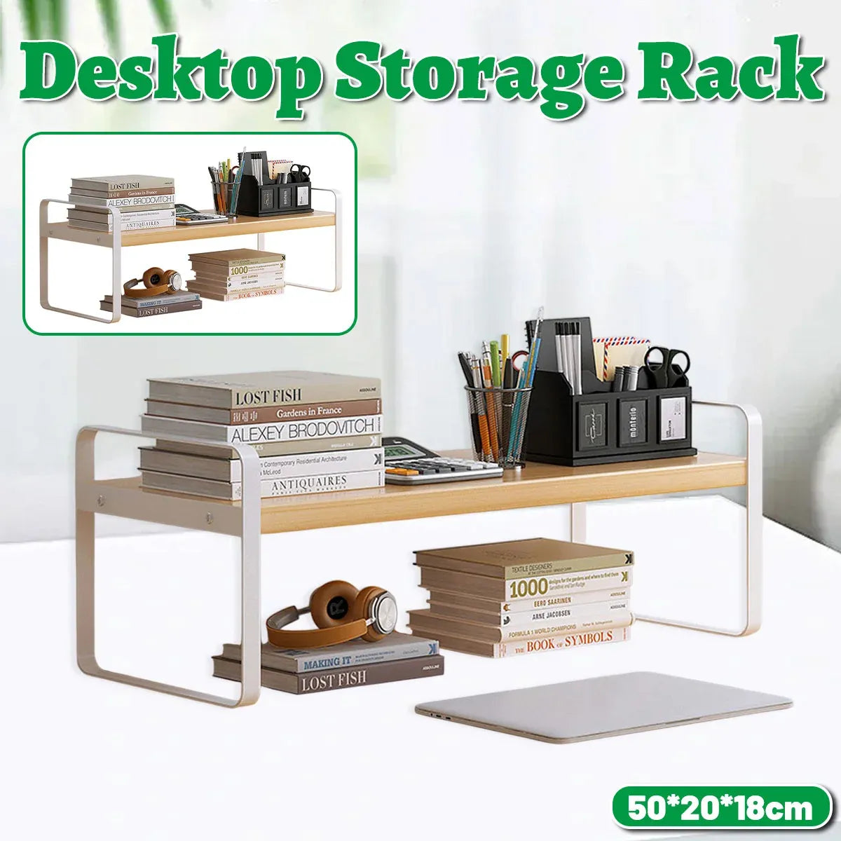 Double Layer Storage Shelf Desktop Organiser Cosmetics Stationery Rack Durable