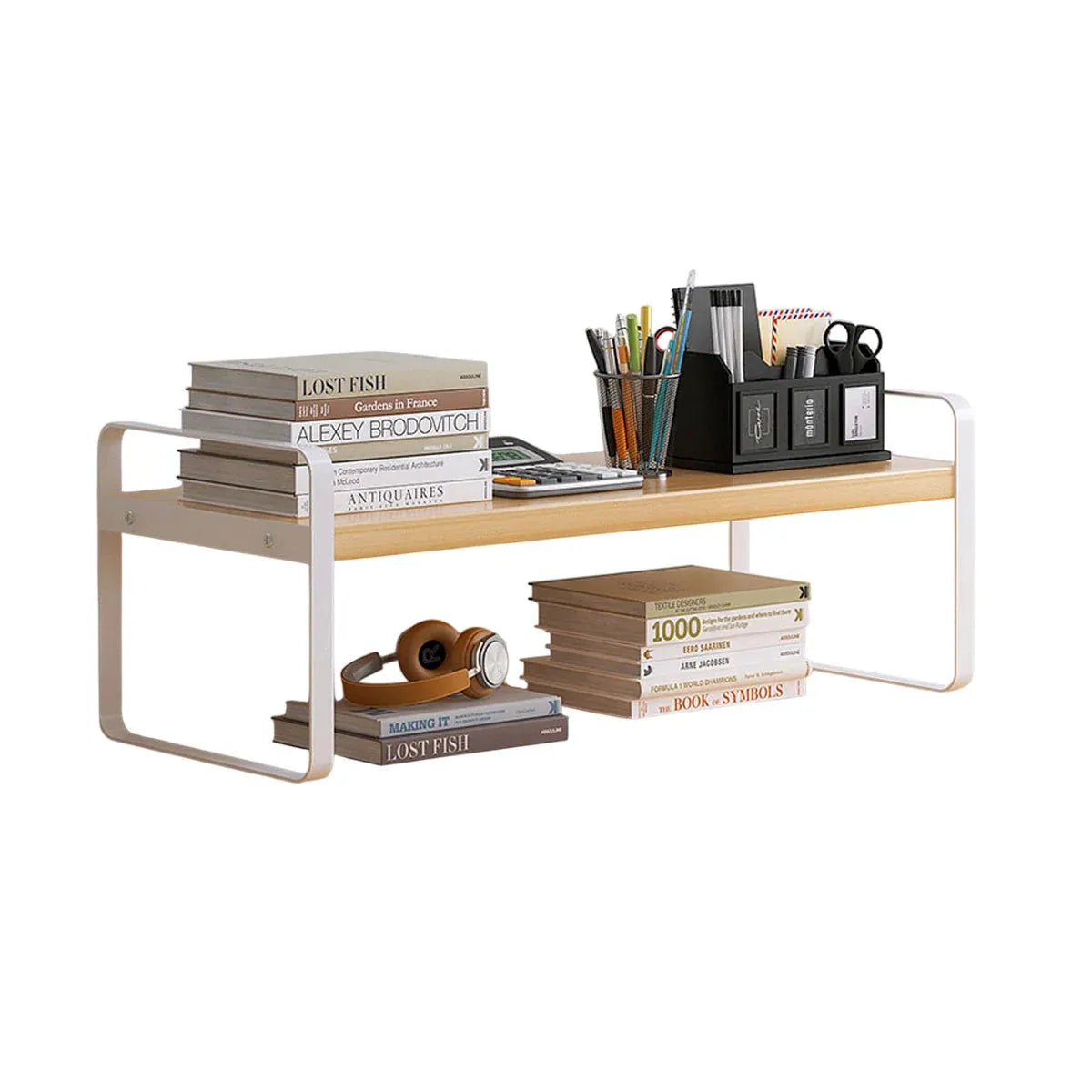Double Layer Storage Shelf Desktop Organiser Cosmetics Stationery Rack Durable