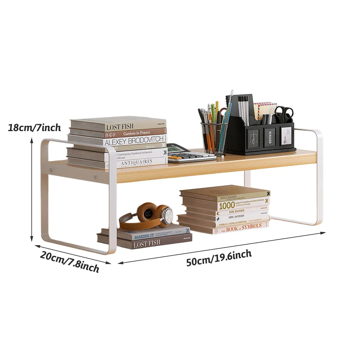 Double Layer Storage Shelf Desktop Organiser Cosmetics Stationery Rack Durable