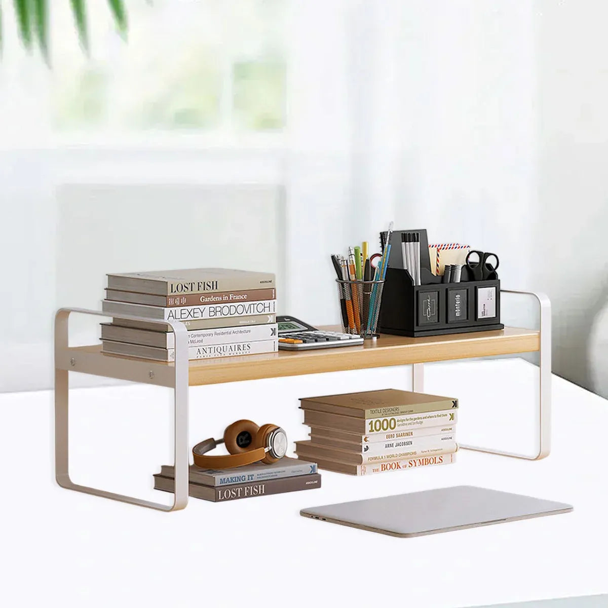 Double Layer Storage Shelf Desktop Organiser Cosmetics Stationery Rack Durable