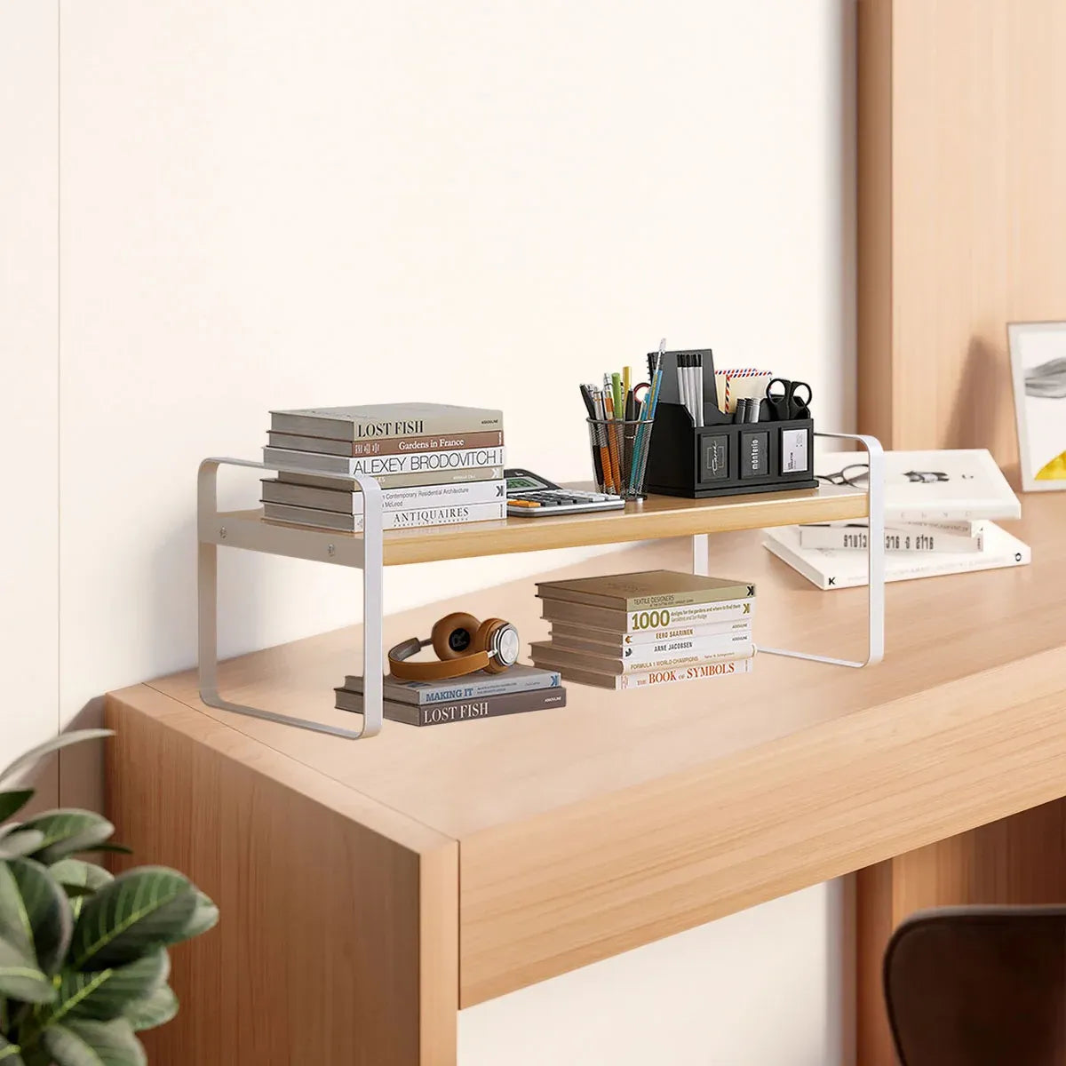 Double Layer Storage Shelf Desktop Organiser Cosmetics Stationery Rack Durable